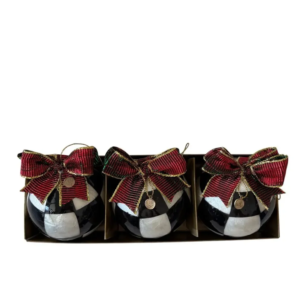 MacKenzie-Childs Jester Fancy Ornaments Large Set of 3 New